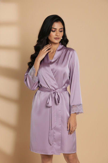 Zivame Luxe Satin 5 Pc Sleep Set - Purple Heat — image 3